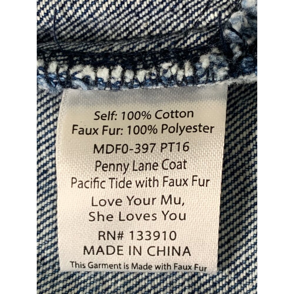 Rare New L Show Me Your Mumu Penny Lane Faux Fur Denim Coat RL10649 - Picture 8 of 14